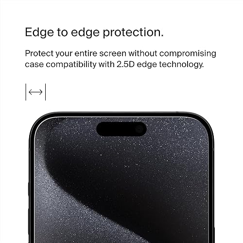 Miniatura 5 de Belkin ScreenForce - Protector de pantalla tratado con vidrio templado para iPhone 15 Pro Max, delgado y resistente a los arañazos, incluye bandeja