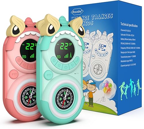 Miniatura 9 de Walkie Talkies para niños paquete de 2 walkie talkies recargables para niños, juguetes de regalo para niños de 3 a 12 años, 22 canales de radio de 2