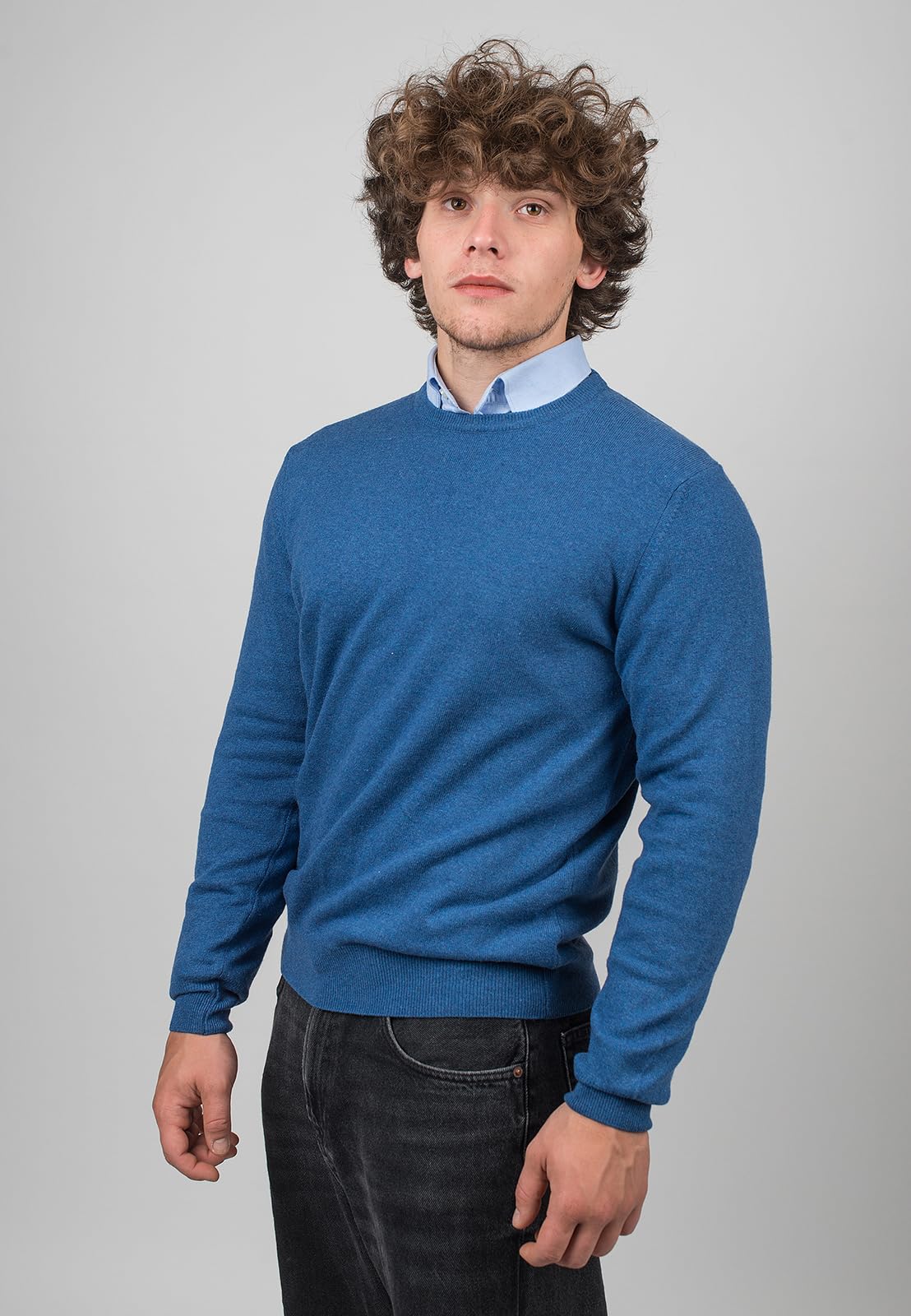 Dalle Piane Cashmere Herren Pullover Rundhals Kaschmir-Mix | Feiner Strickpullover für Büro, Alltag und Freizeit, Herbst und Winter, Geschenk für Ihn, Made in Italy