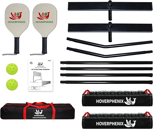 Miniatura 4 de Hoverphenix 10FT Mini Pickleball Net, 4FT Adjustable Height Dink Training Rebounder Net with Paddles Set of 2, Pickleballs and Carry Bag for Outdoor