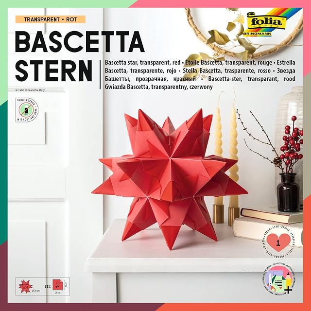 Folia Bringmann Zestaw gwiazdek Bascetta przezroczysta 20 x 20 cm, średnica 30 cm