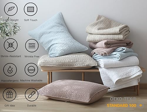 Miniatura 3 de Juego de edredón con patrón geométrico clásico de puntos, lavado a la piedra, colcha ultrasuave, ligera, acolchada, para todas las estaciones, 3