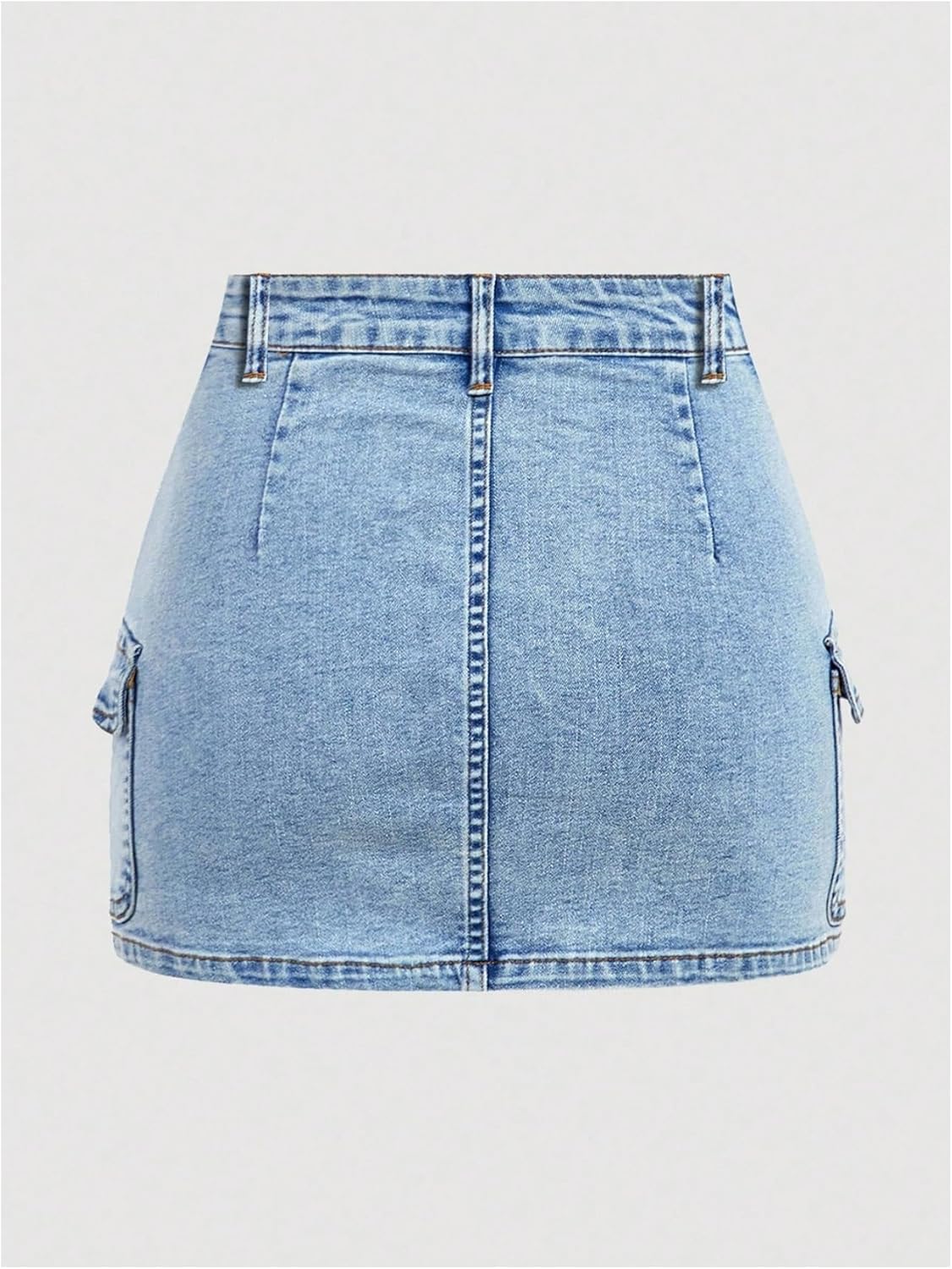 Floerns Women's Plus Size Cargo Jean Skirt High Waisted Bodycon Mini Denim Skirts with Pockets