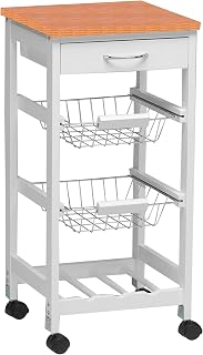 Kit Closet 7040028002 Küchenwagen mit Körben und Flaschenhalter, Holz