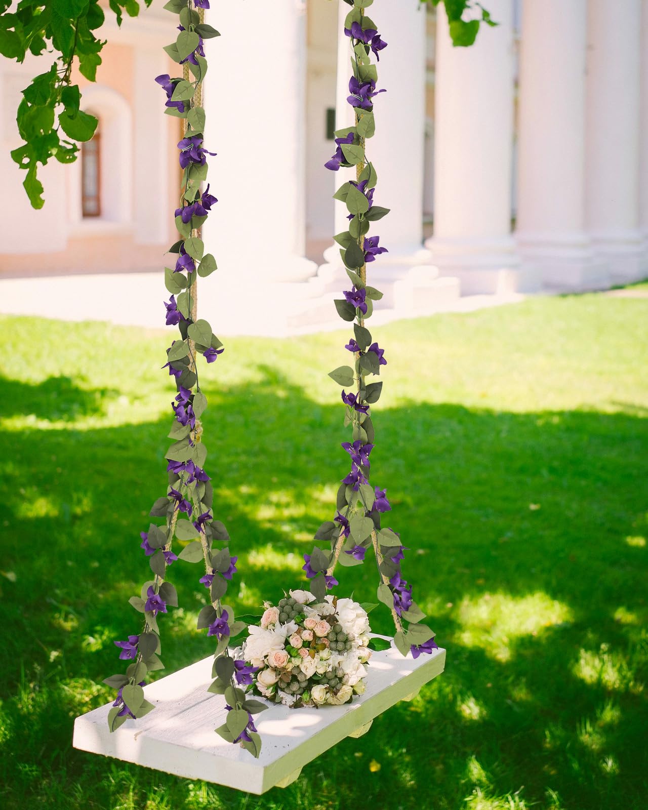 IPOPU Lot de 4 guirlandes de bougainvillées artificielles en soie pour arche de mariage, table, maison, jardin, décoration murale Violet foncé 2,2 m