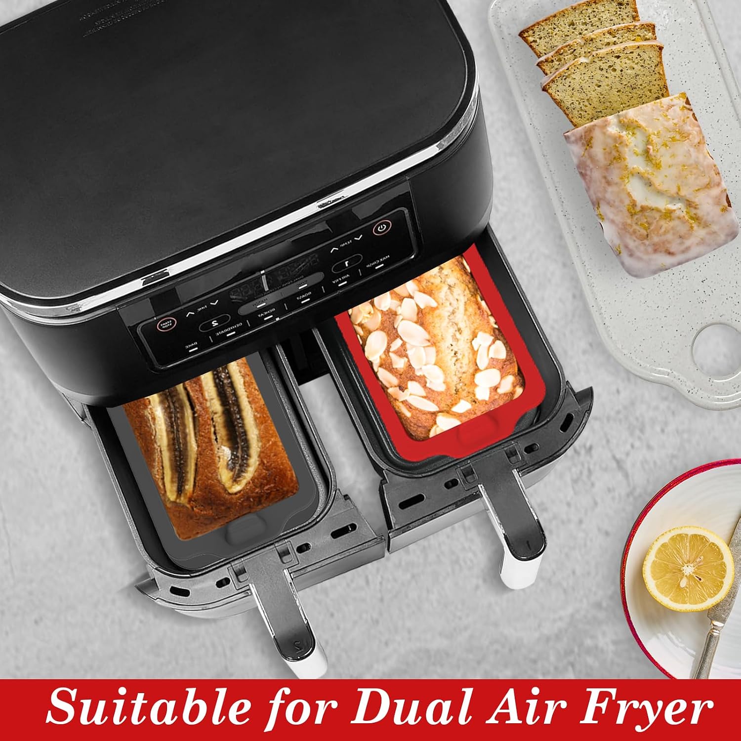 Webake 4 Packs Silicone Air Fryer Bread Loaf Pan for Baking, 6x3 Nonstick Mini Loaf Pan wih Handle BPA Free