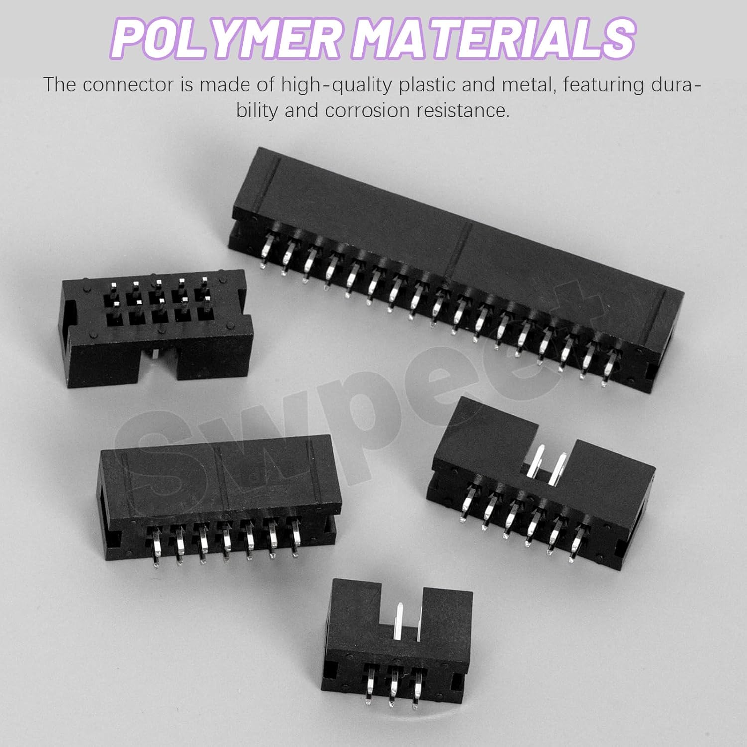 Swpeet 70Pcs 2.54mm Pitch 6 8 10 12 14 16 18 Pin DIP IC Sockets Adaptor Assortment Kit, DIP IC Connector, Box Header Connector, Double Row Straight Pin Header for PCB Board