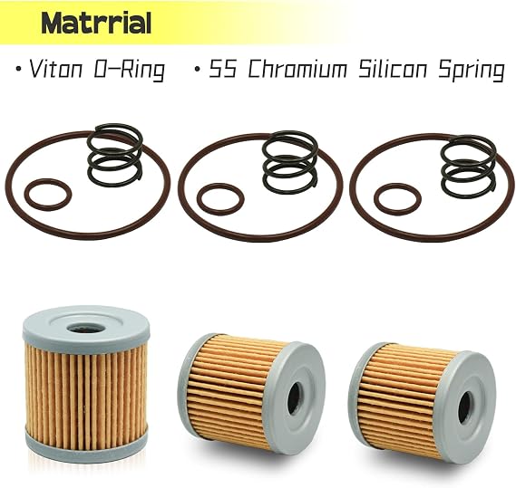 3Pcs Oil Filter Kit Compatible with Suzuki DRZ400 DRZ400S DRZ400E DRZ400SM 2000-2024 LTZ400 LTZ450 2003-2014 KFX400 2003-2006 DVX 400 2004-2008 1654029F00 09440-1800
