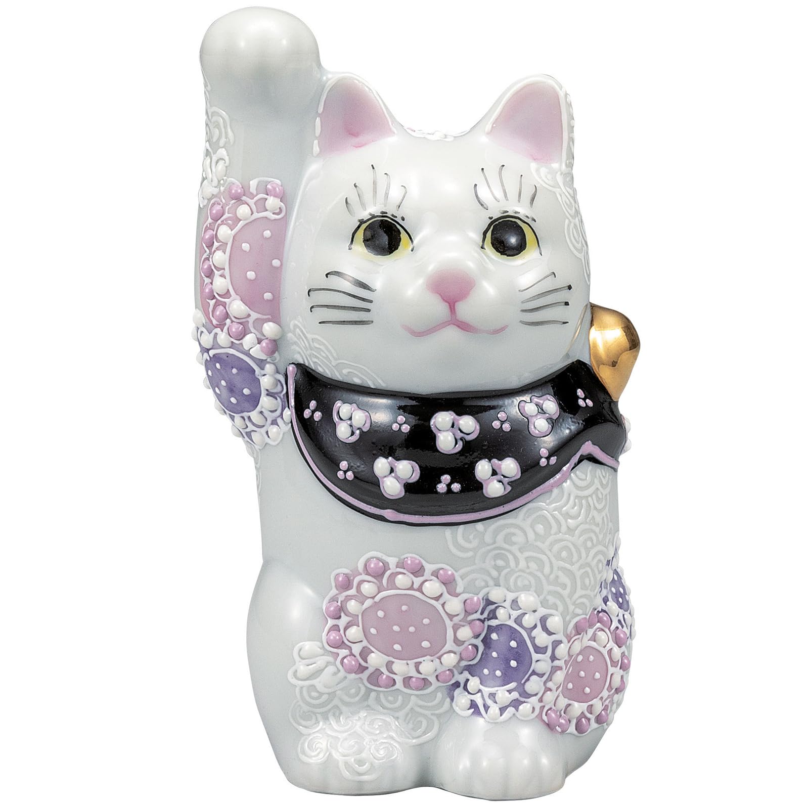 Amazon.co.jp: 九谷焼 招き猫 置物 招福 金運 右手 高さ14cm 4号 花