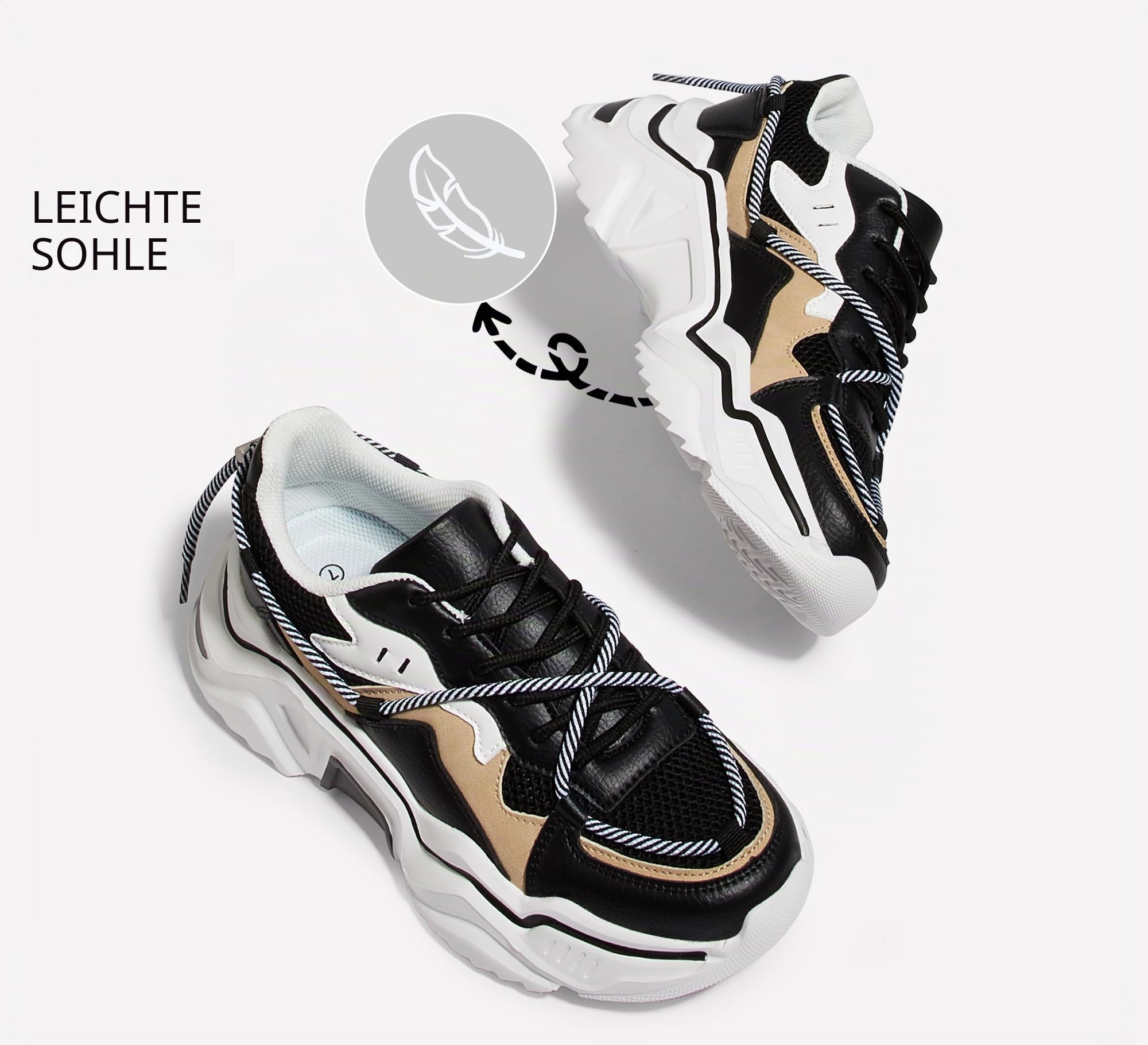 LUCKY STEP Damen Plateau Sneaker Bunte Retro Chunky Dad Schuhe Modische Farbblock Turnschuhe für Alltag & Spaziergänge