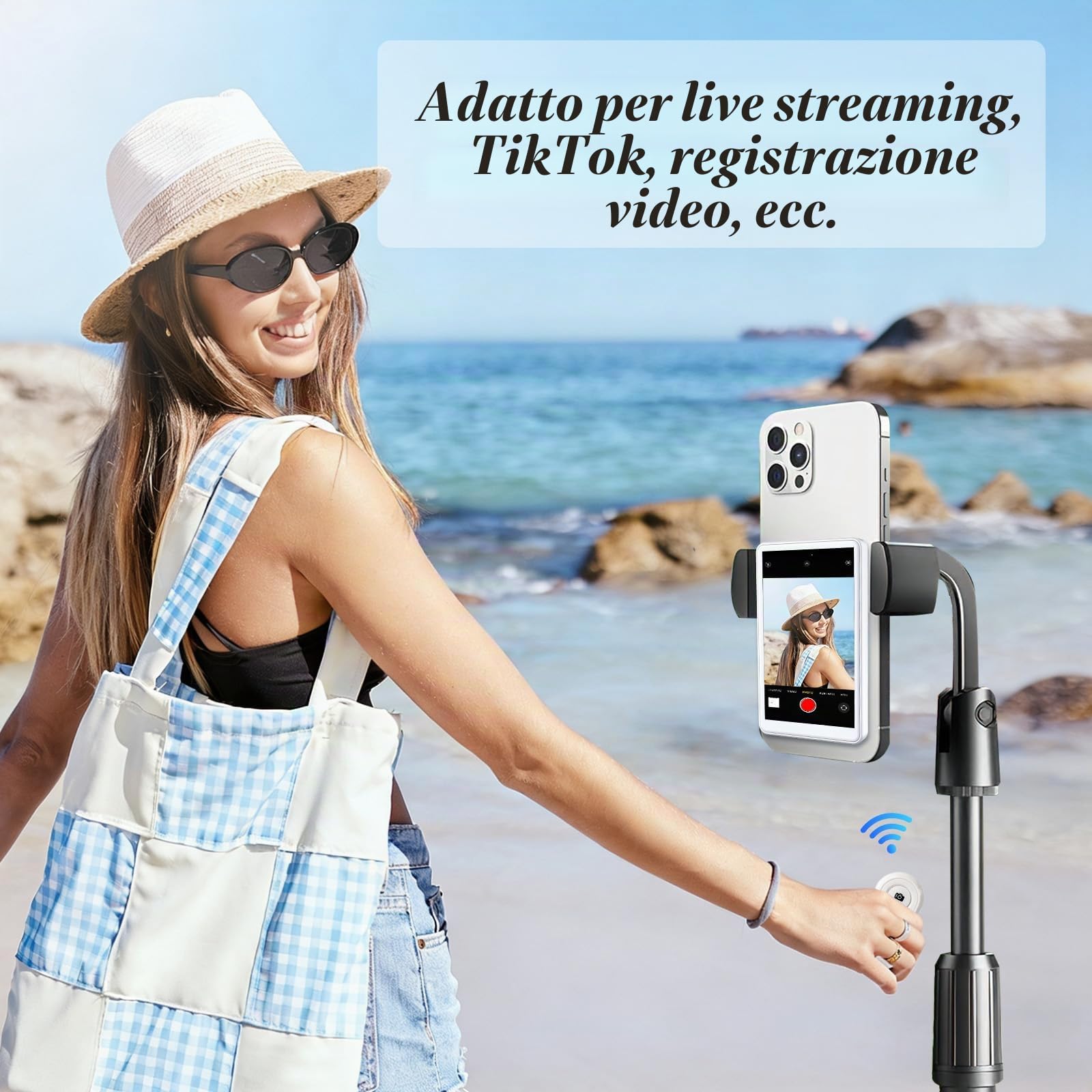 Schermo per Selfie Phone, Telecomando, Nero Magnetico Telefono Vlog Selfie Monitor Schermo, Vlog Selfie Monitor Schermo 4K con Gamma 20-30M, Batteria 4H, Altoparlante Integrato