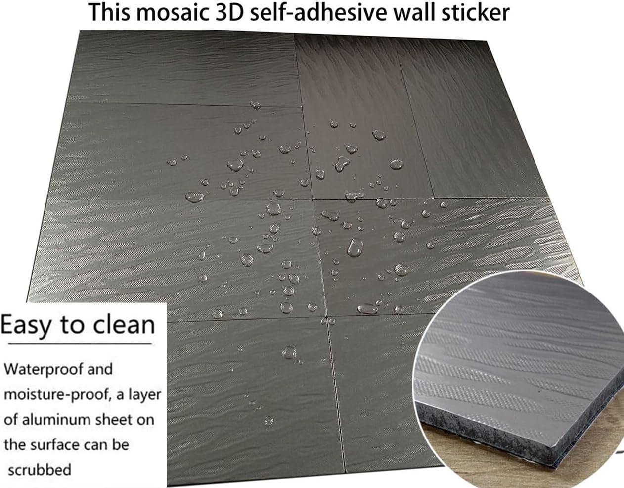 WEIMEISC 64-Piece Peel and Stick Backsplash Tile, PVC Aluminum Brushed Metal Silver Self Adhesive Tile for Kitchen, Bathroom,Laundry Room, Stair Riser Decal (Copper Gold)