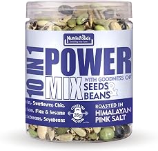 Nutriefoods 10 in 1 Power Mix, With goodness of Seeds and Beans, Roasted in Pink Salt, Contains Edamame and Pumpkin, Sunflower, Chia Seeds, 250gm