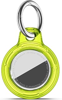 Upgrade Waterproof Airtags Holder with Apple Airtags Keychain, Hard PC Air Tag Case, Anti-Scratch & Shock Air tag Holder,Men's Women's Keyrings & Keychains, for Dog,Car Key,Luggage -Clear Chartreuse