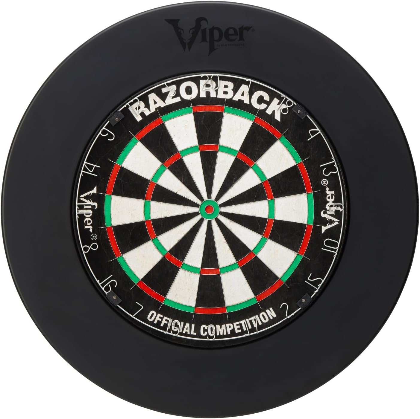 Viper by GLD Products Razorback Sisal Dartboard, Two Sets Starter Darts, Throw Line, Defender, Black
