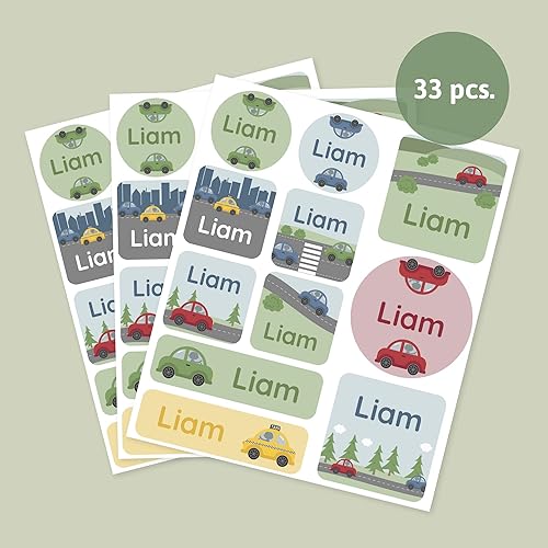 Miniatura 10 de Teddylabels - 33 etiquetas de nombre grandes para niños - Calcomanías para la escuela y el cuarto del bebé - Perfectas para loncheras y botellas de