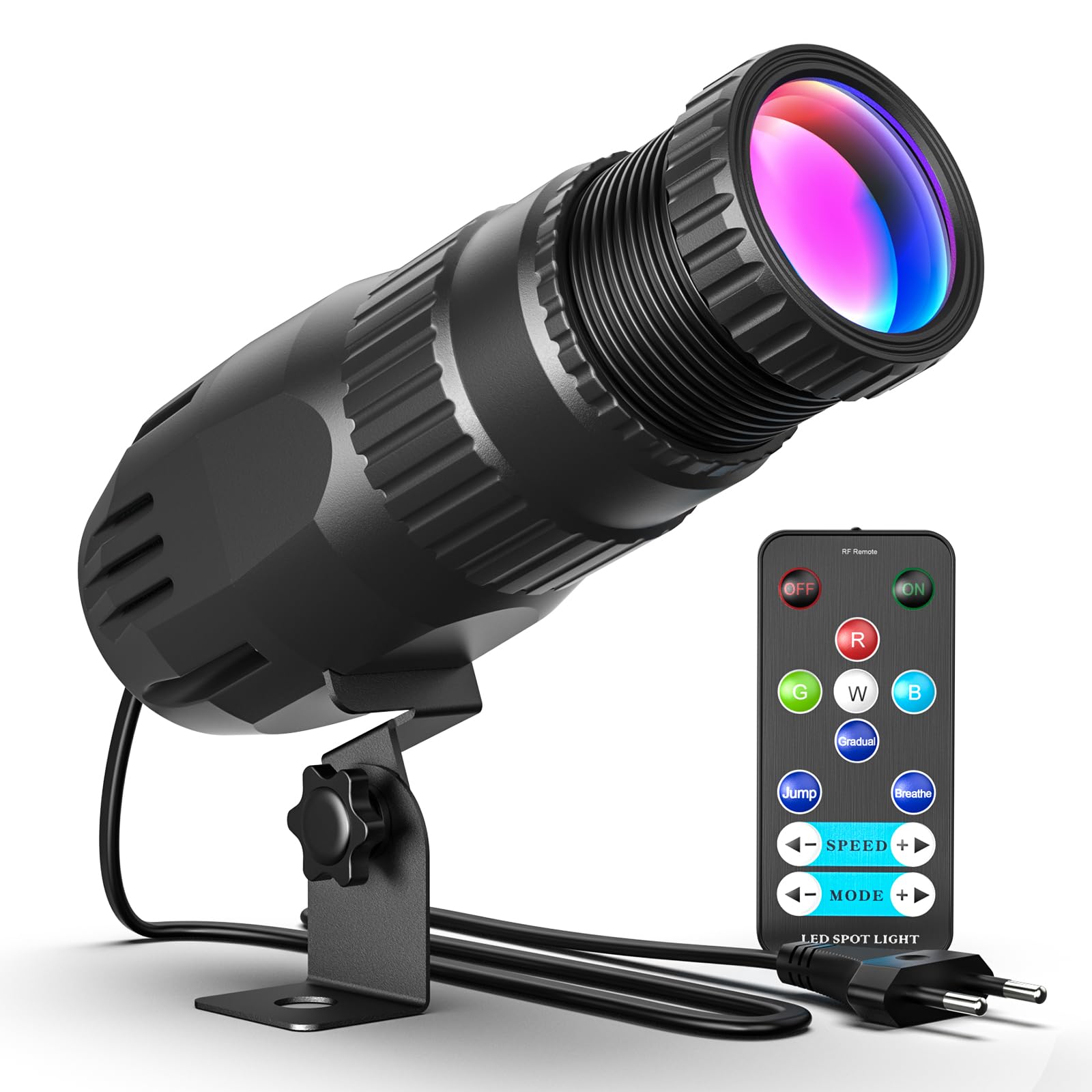 20W LED Pinspot RGBW 4 en 1 Foco Proyector 4 modos Foco Escenario con Telecomando Proyector de Bolas de Espejos para Discoteca Fiesta Salas de Baile Boda Bar