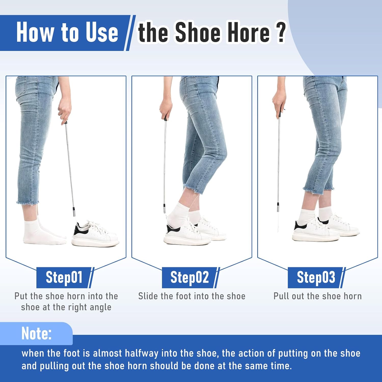 Fanwer Extendable Shoe Horn Long Handle for Seniors, Twist to Lock, 16 to 31Adjustable, Stainless Steel Telescopic Shoehorn for Men Women, Metal Travel Shoe Horn, Shoe Helper Tool