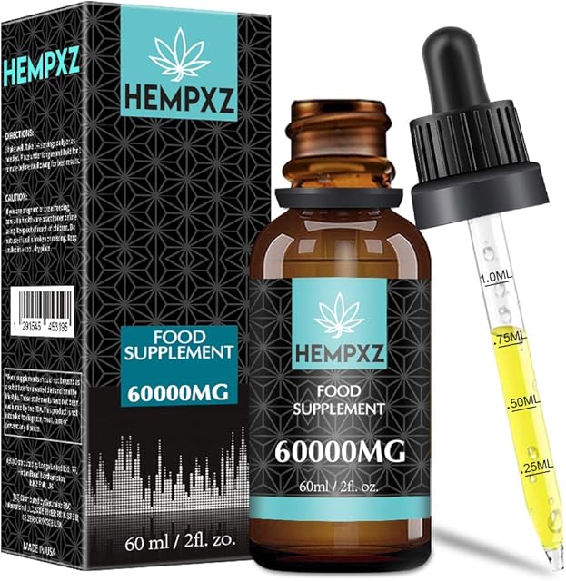 Hempxz. Hempy Oil, Max Strength, Natural Ingredients Vegan, 60000mg (60ml) Made in USA (60ML-60000MG)