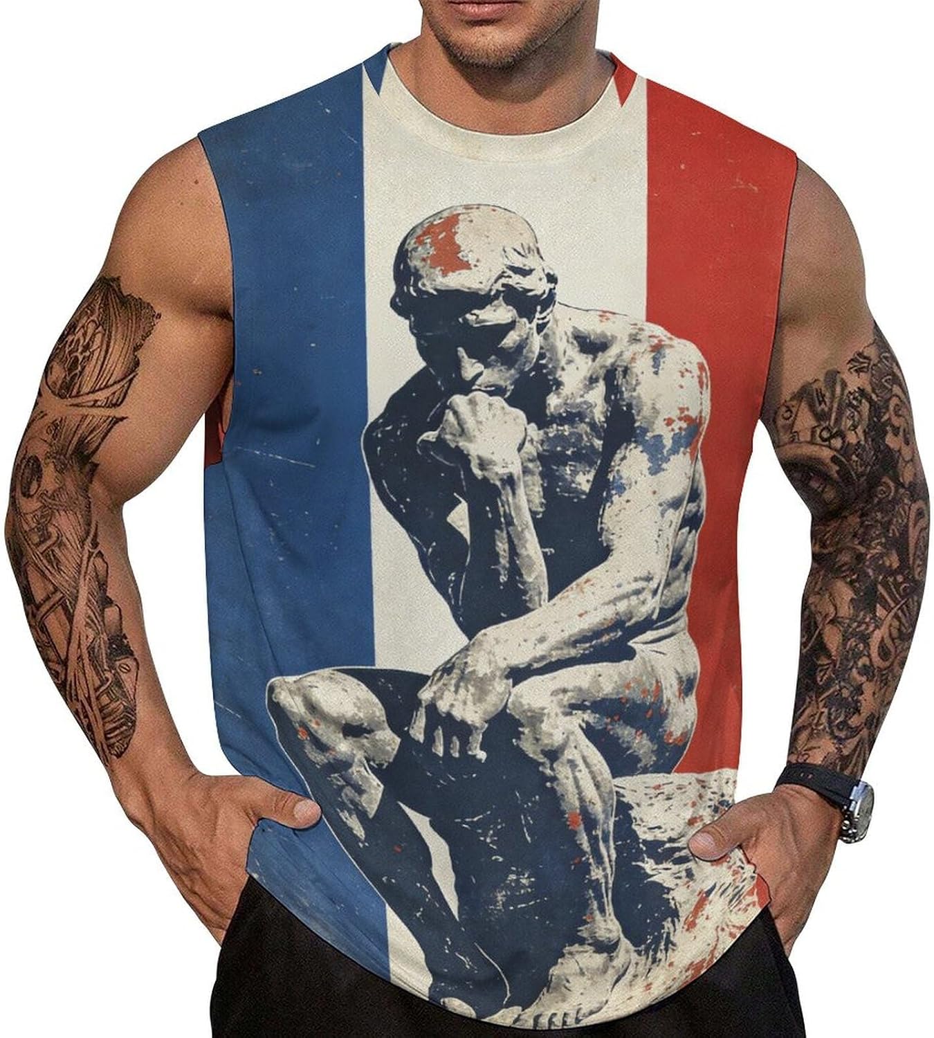 France Thinker French Flag Men's Sleeveless Shirt Small