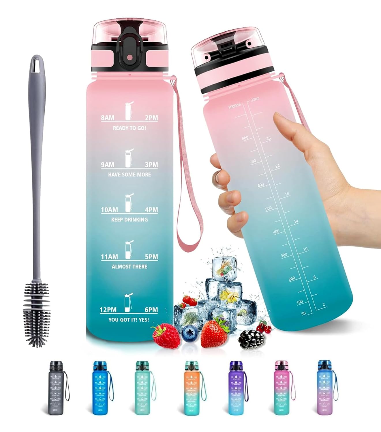 Zysia 1 Litre Motivational Water Bottle Time Marker,Water Bottle for