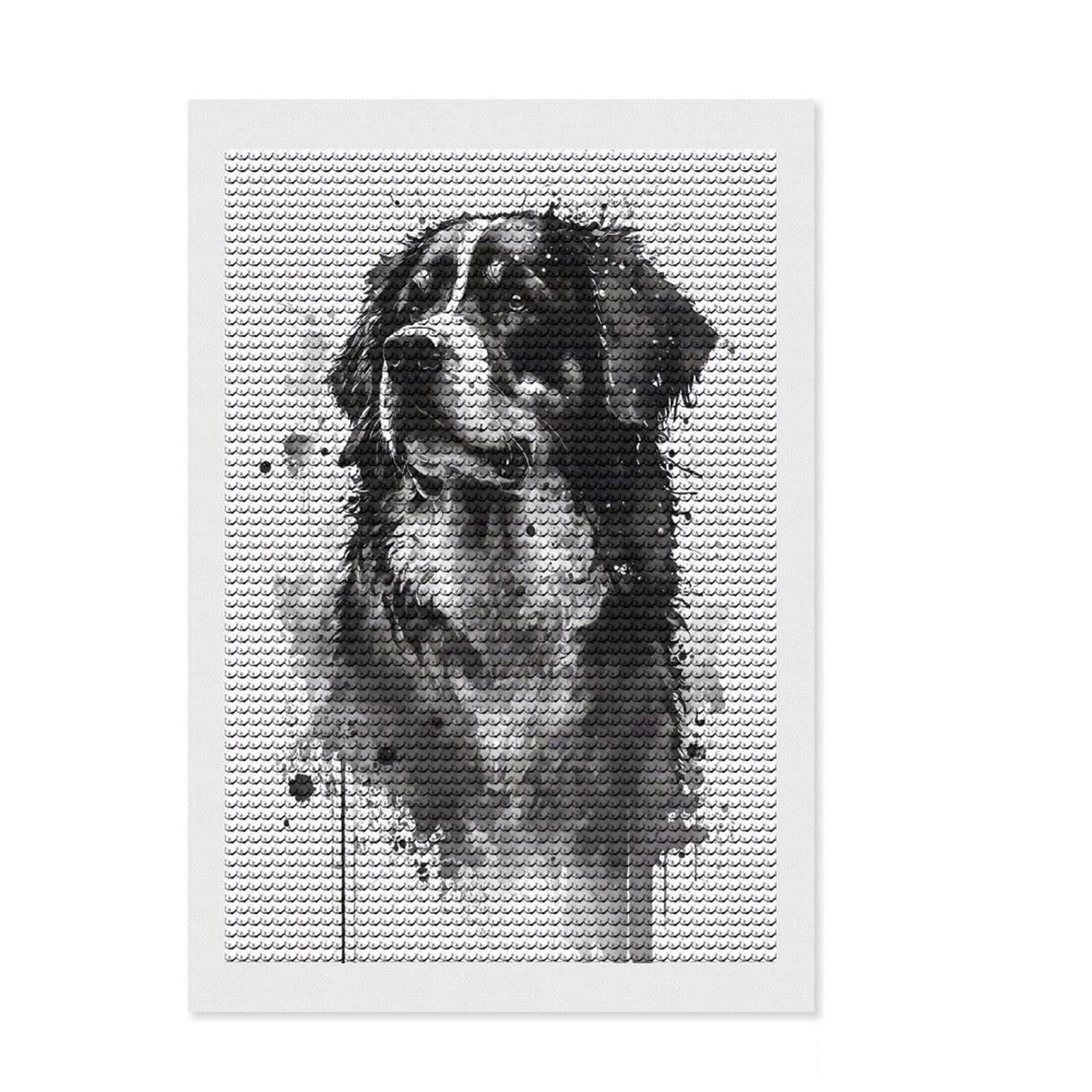 Junmoney Bernese Mountain Dog Ink Diamond Art Kit 8"x12", Modern Decor, for Adults, with Tool Kit, Thoughtful Handmade Gift, Fun Craft Experience