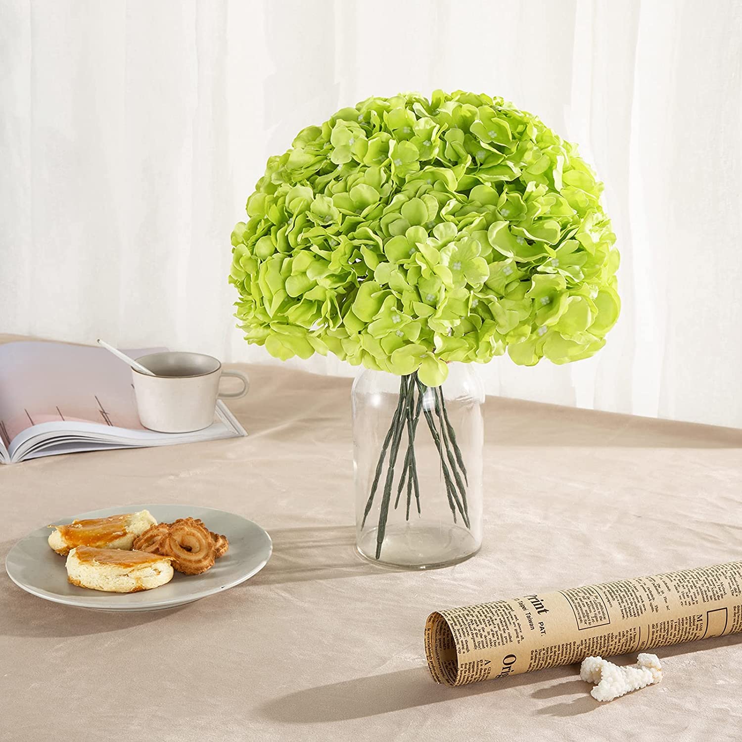 Large White Hydrangea Flowers - Artificial Wedding Decor -12