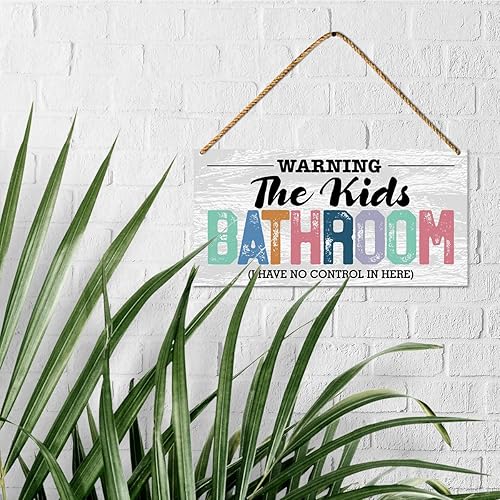 Miniatura 5 de Letrero de madera para baño de niños, decoración de baño para niños, decoración de pared de baño, decoración de puerta de baño, decoración de casa