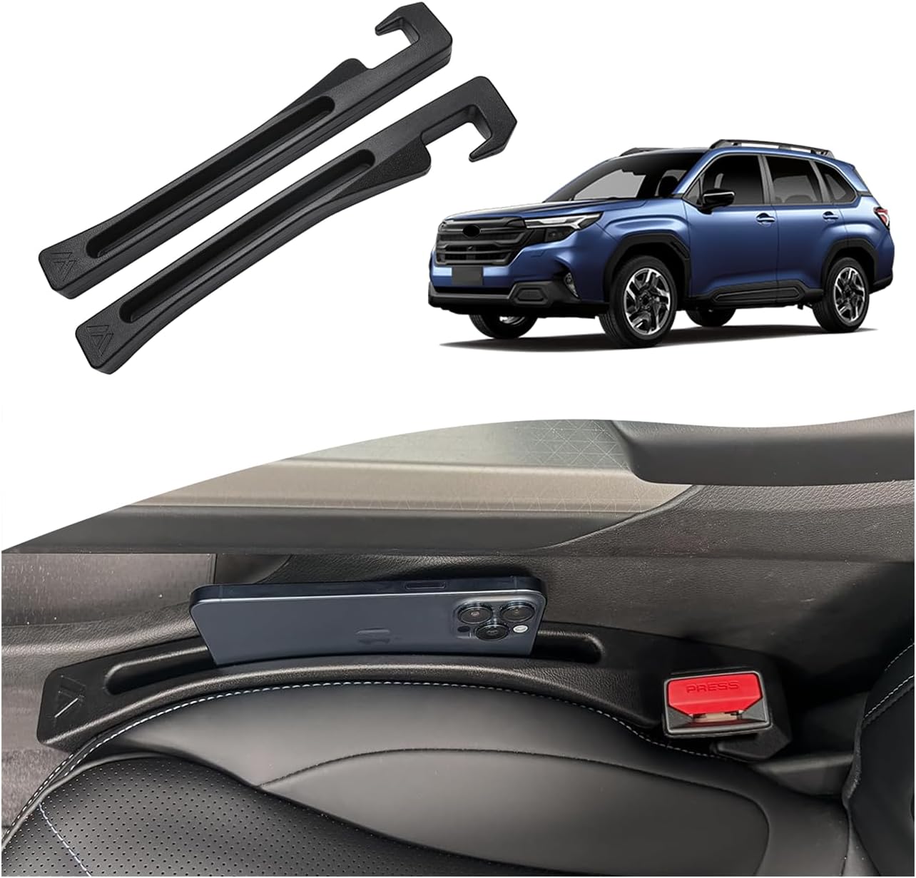 Seat Gap Filler for Su-baru Forester 1998-2026 Black Pack of 2