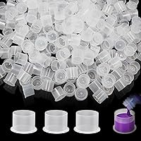 Vista 9 de 300 tapas de tinta para tatuaje, 300 tapas de tinta mezcladas, vasos desechables de tinta para tatuajes con base, 100 pequeños, 100 medios, 100