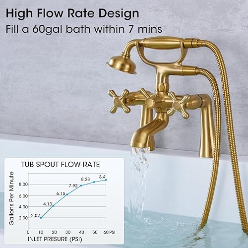 Miniatura 3 de Clawfoot - Grifo de bañera de latón con forma de teléfono y ducha de mano en forma de teléfono