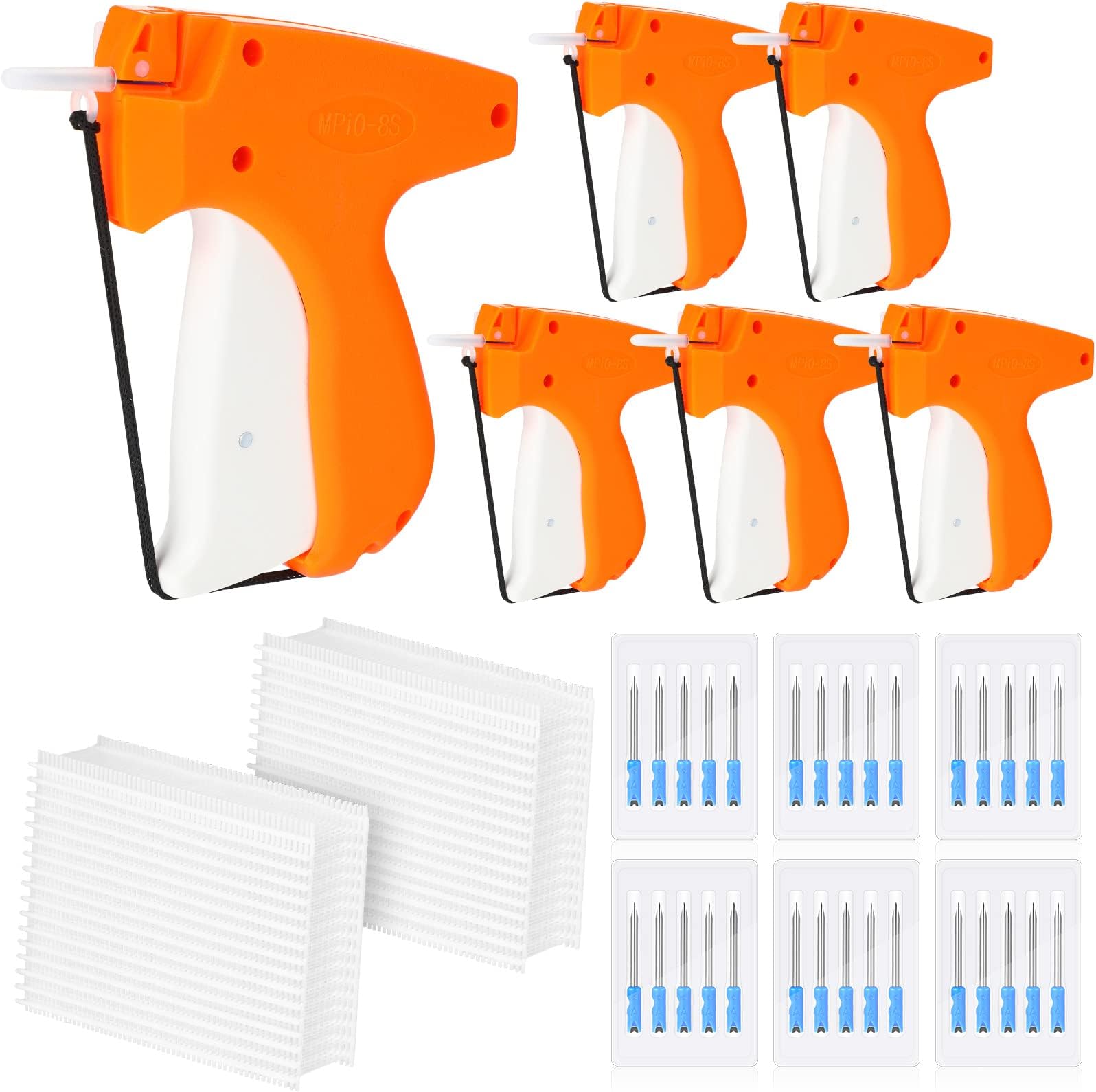 Cunno 6 Sets Tagging Gun for Clothing Tag Attacher Gun for Standard Retail Price Quick Clothing Fixer with Needles and Barbs Fasteners for Store Warehouse Consignment