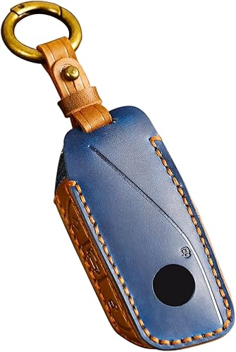 OLLEN Funda para llavero de cuero genuino sin tornillos para BMW 2023-2025  en adelante, serie 57, 740i, 760i, X1, X2, X3, X5, X6, X7, XM, IX, IX3,