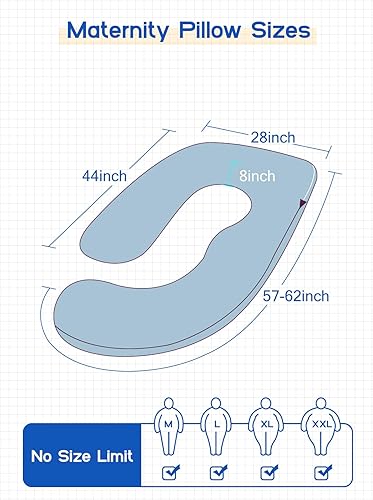 Miniatura 2 de Wndy's Dream Almohada de embarazo con funda de enfriamiento, almohada lateral tipo J de cuerpo completo para espalda, piernas y vientre, cómodo
