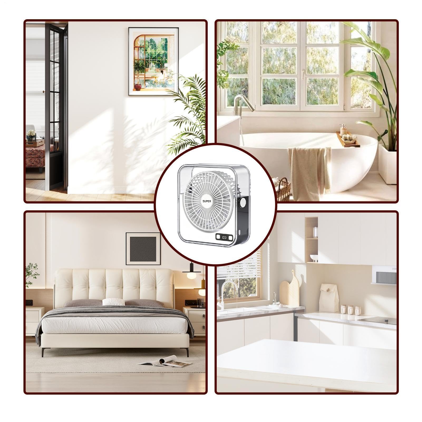 Ventilatore Da Scrivania Per Ufficio Basso Rumore Ricaricabile Velocità | Ventilatore Silenzioso da Scrivania per Casa Camera da Tavolo Bancone Viaggio Campeggio Bagno Esterno Palestra
