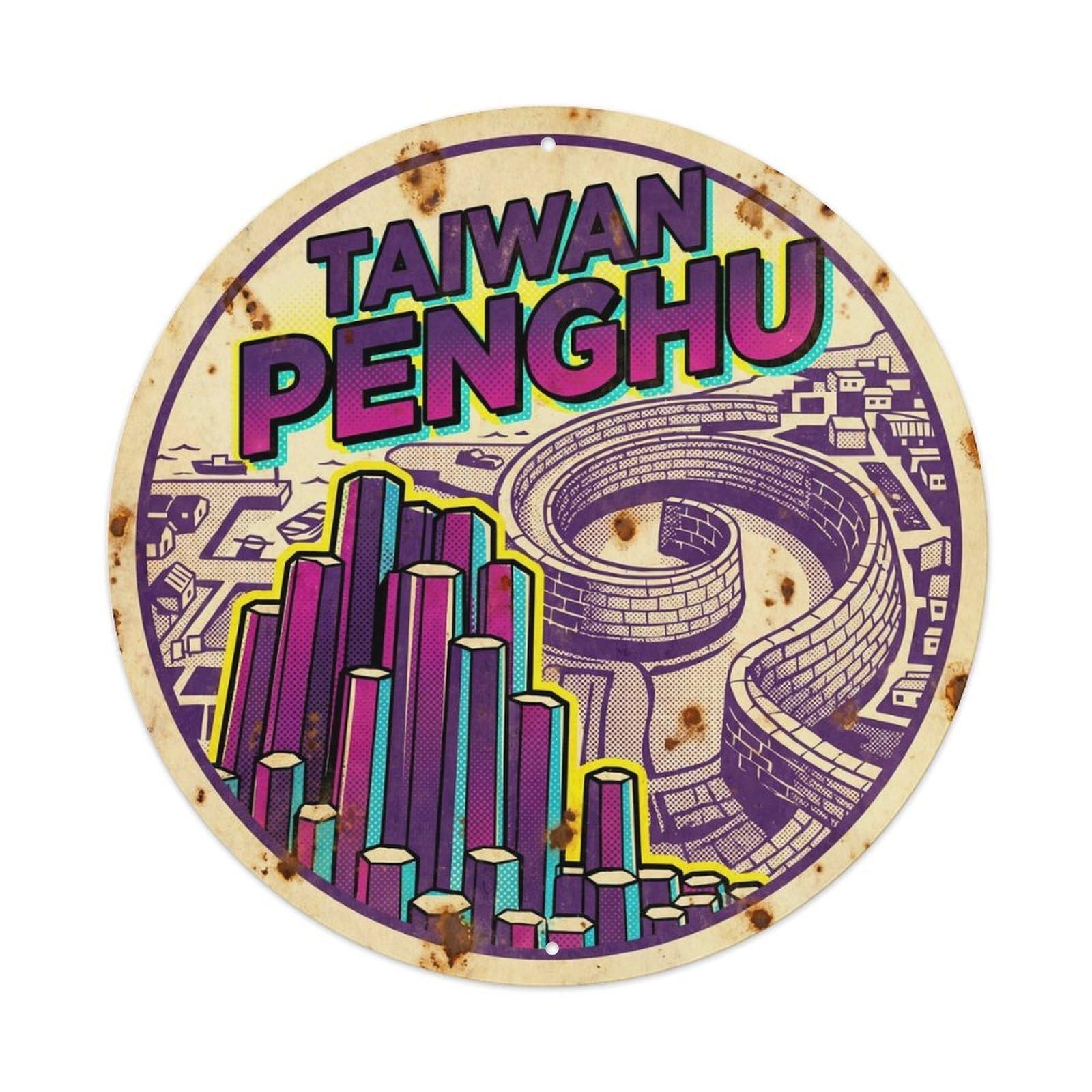 Taiwan Penghu Island Destination Ocean Journey Vintage Metal Tin Sign Plaque Wall Decor for Cafe, Club Bar, Office, Garden Metal Poster 8x8Inch