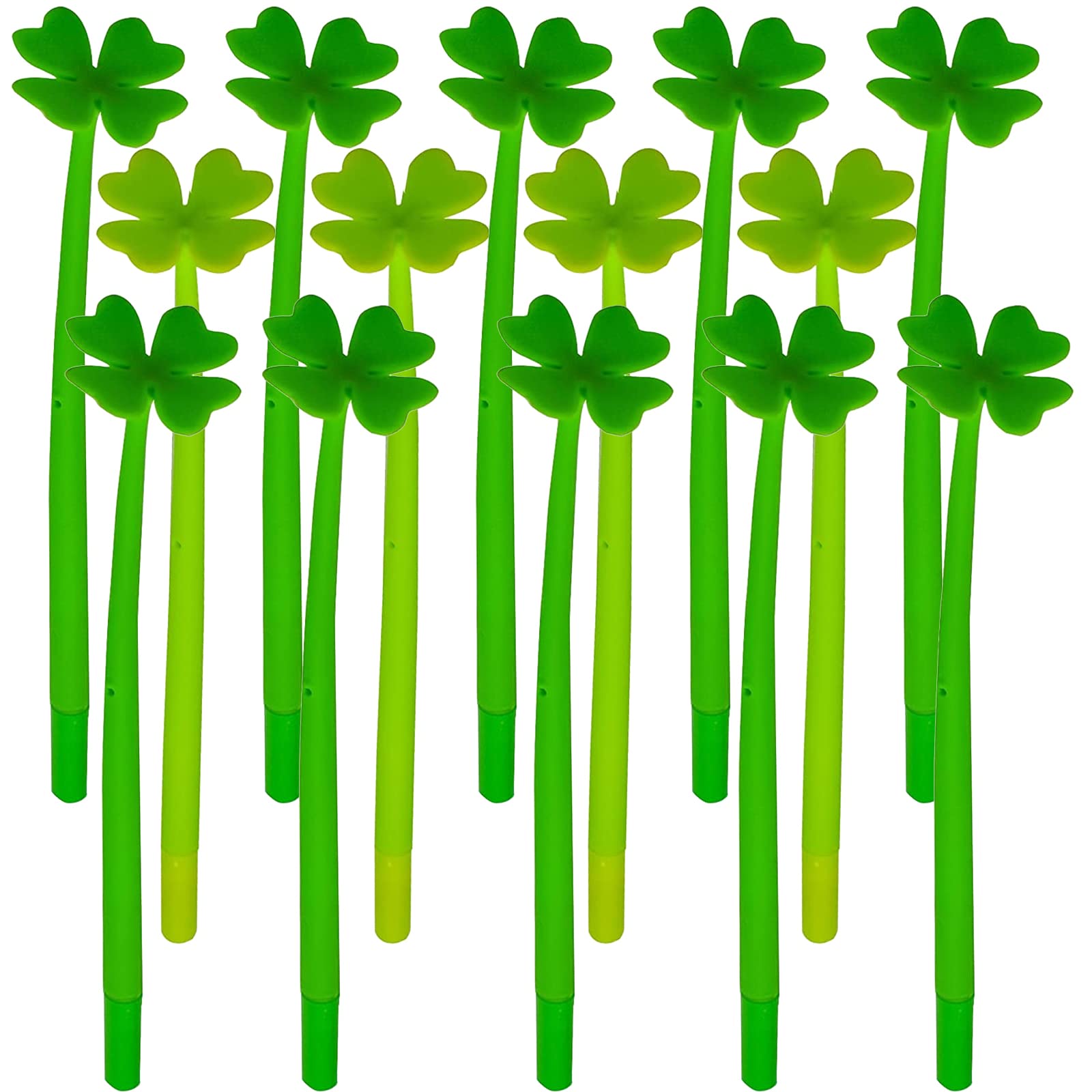 St Patrick's Day Shamrock Pens Clover Ballpoint Pens, Irish Lucky Green Shamrock Black Gel Ink Rollerball Pens, St Patrick's Day Party Favor School Office Supplies
