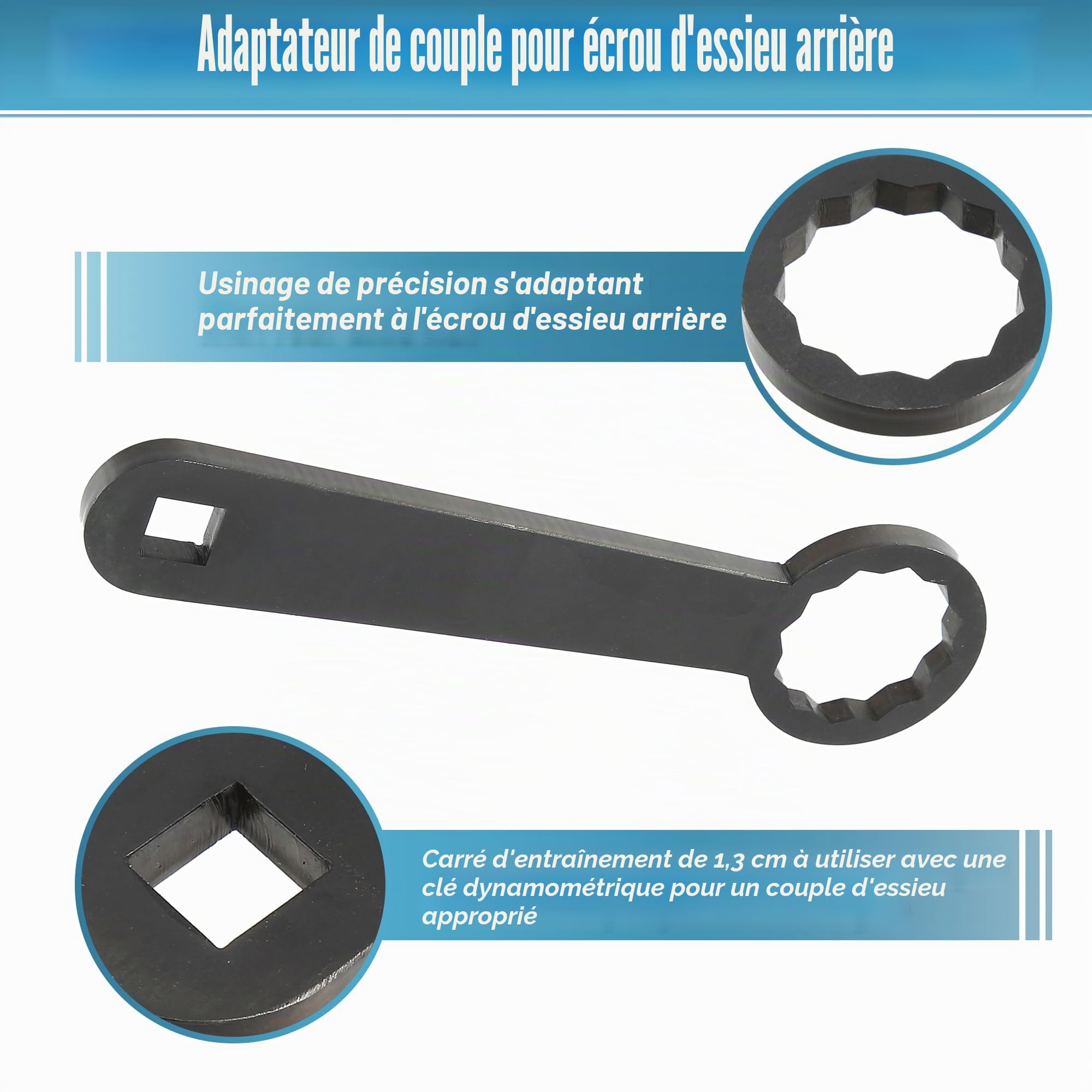 Motoforti 36mm Arrière Roue Axe Écrou Couple Clé Principal Outils HD-47925 Noir