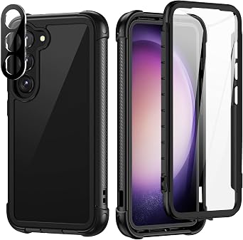 seacosmo Designed for Samsung Galaxy S23+ Plus Case, Full Body Shockproof Cover, with Built-in Screen Protector Slim Fit Protective Case for S23 Plus 6.6", Black