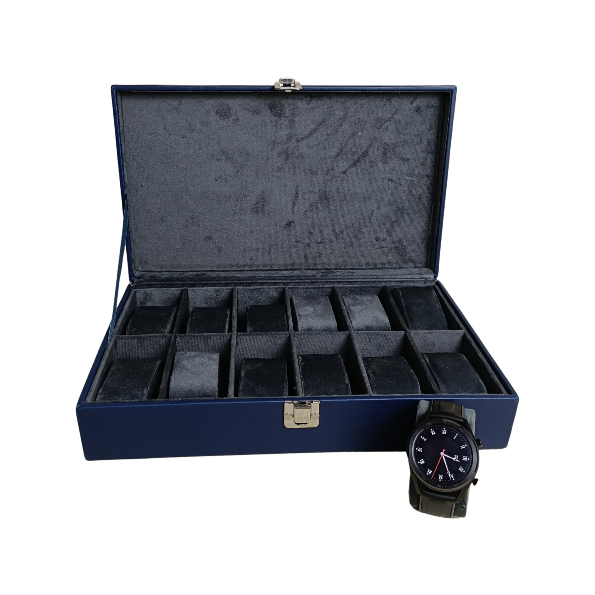 Mens and Womens Watch Box Holder Organizer Case In 12 Slots of watches In PU Leather (Navy Blue) (B0D4HNG92Q) Amazon Price History, Amazon Price Tracker