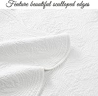 Vista 3 de Cozy Line Home Fashions - Juego de edredón de cama de algodón 100% Victoriano con medallón sólido blanco, matelassé, grabado, reversible, ligero