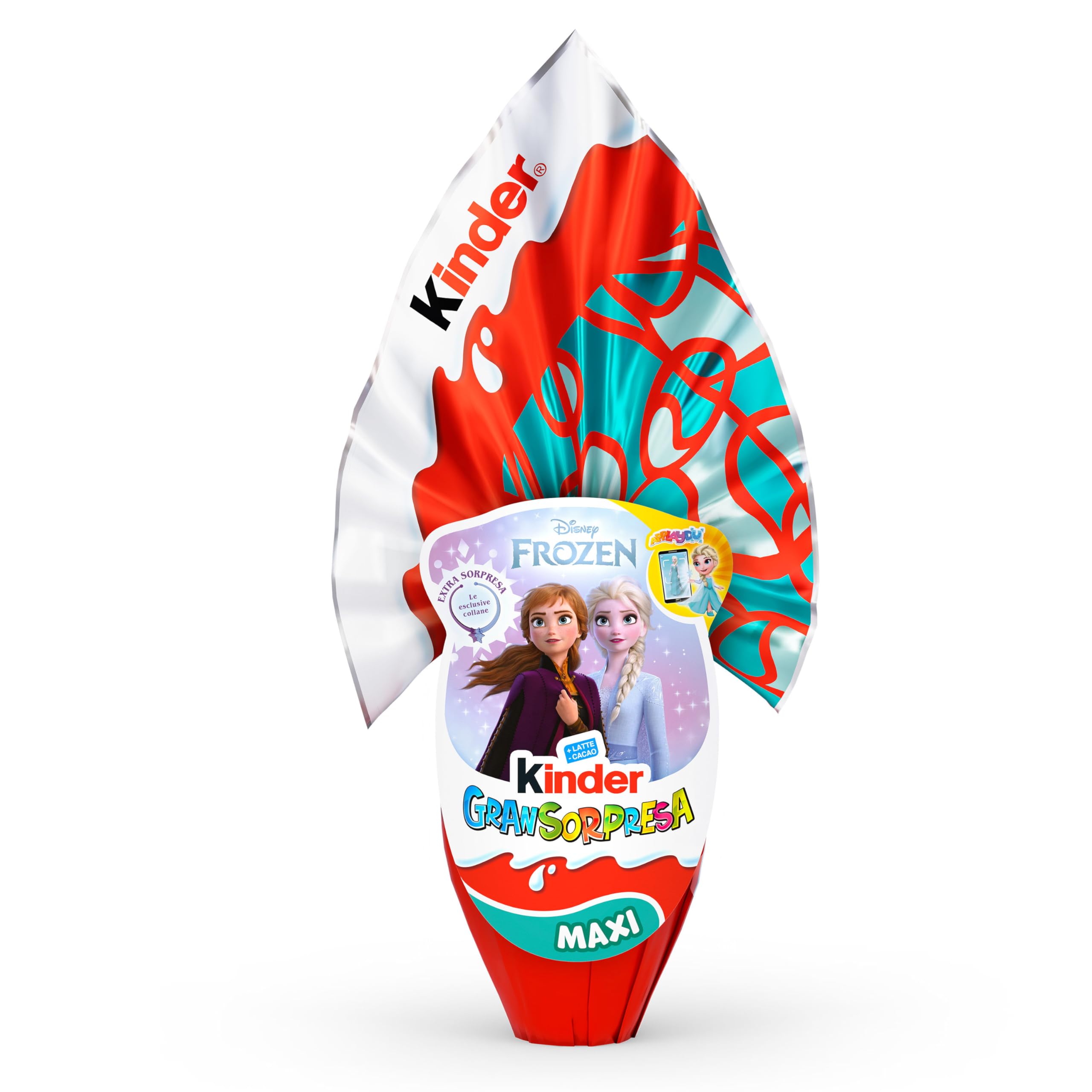 Kinder GranSorpresa Maxi Disney Frozen, Uovo di Pasqua Kinder 2026 di Finissimo Cioccolato al Latte con Sorpresa Disney Frozen, 220 g