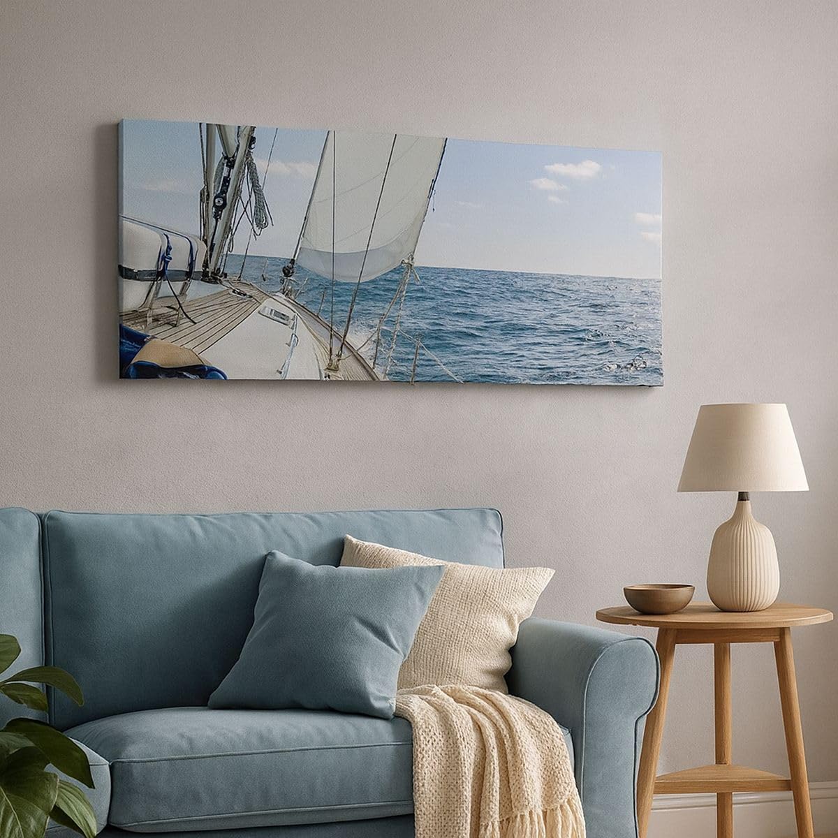 ARTTOR Leinwandbild 140x50cm Wandbild Landschaften Maritim - 3647 | Meer Kreuzfahrt Segeln Panorama Groß XXL Wanddekoration Wohnzimmer Schlafzimmer Wanddeko Wand Kunstdruck Wandkunst ARTTOR