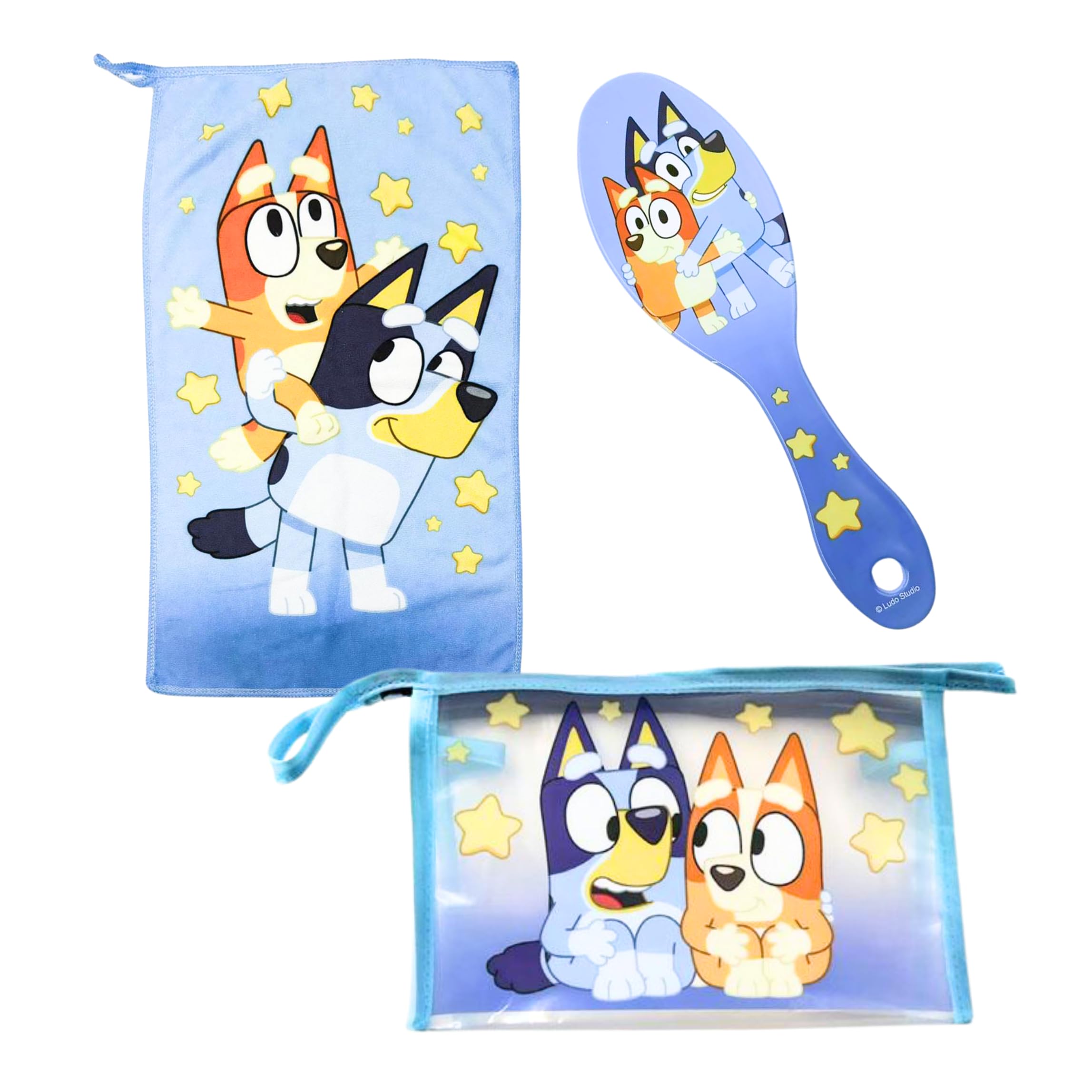 Bluey Borsa da Toilette per Bambini con Spazzola e Asciugamano