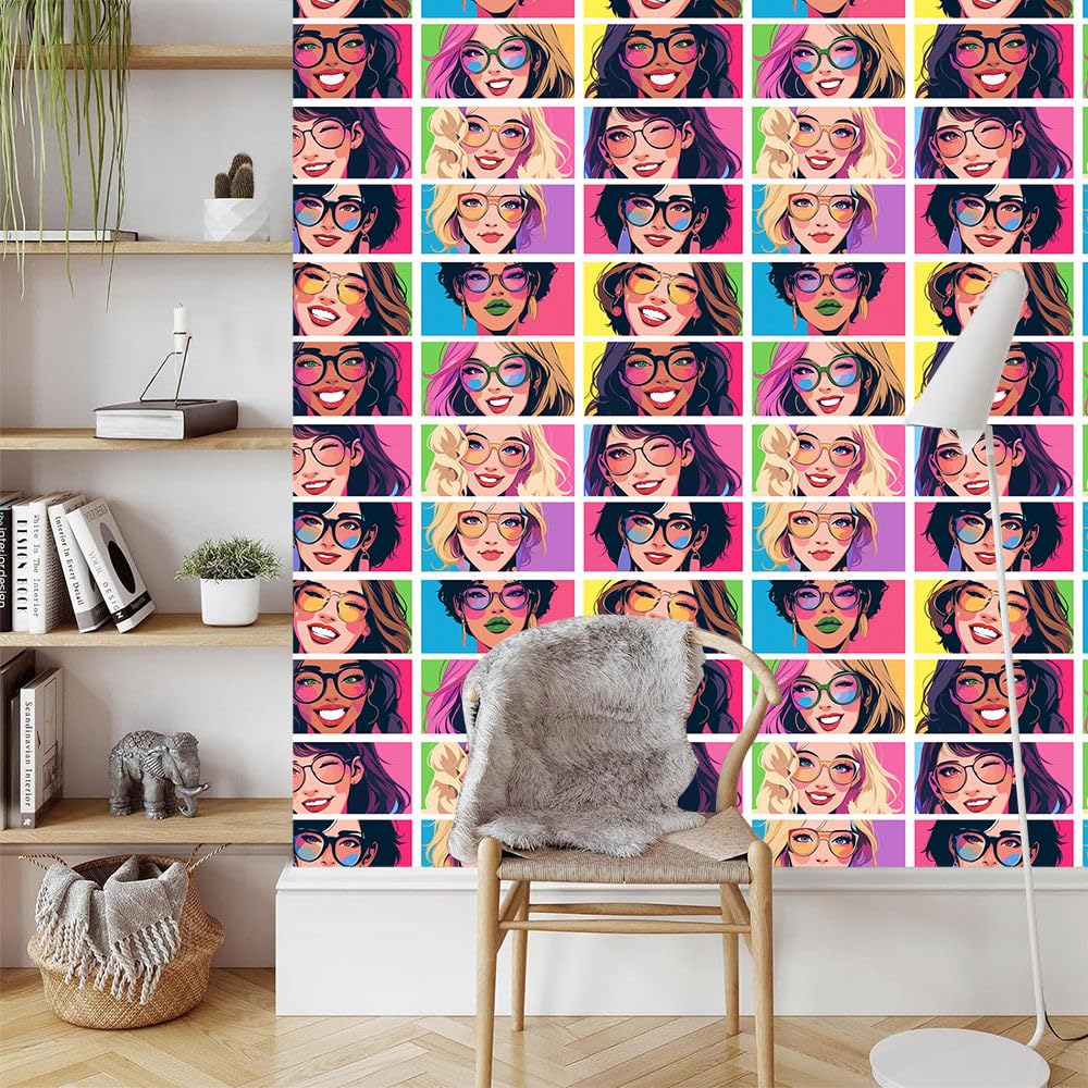 Papel pintado autoadhesivo Chicas de dibujos animadosCaricaturas modernas de chicas de moda Papel tapiz adhesivo papel de contacto papel de pared papel de pared fácil de despegar para mesita de noch