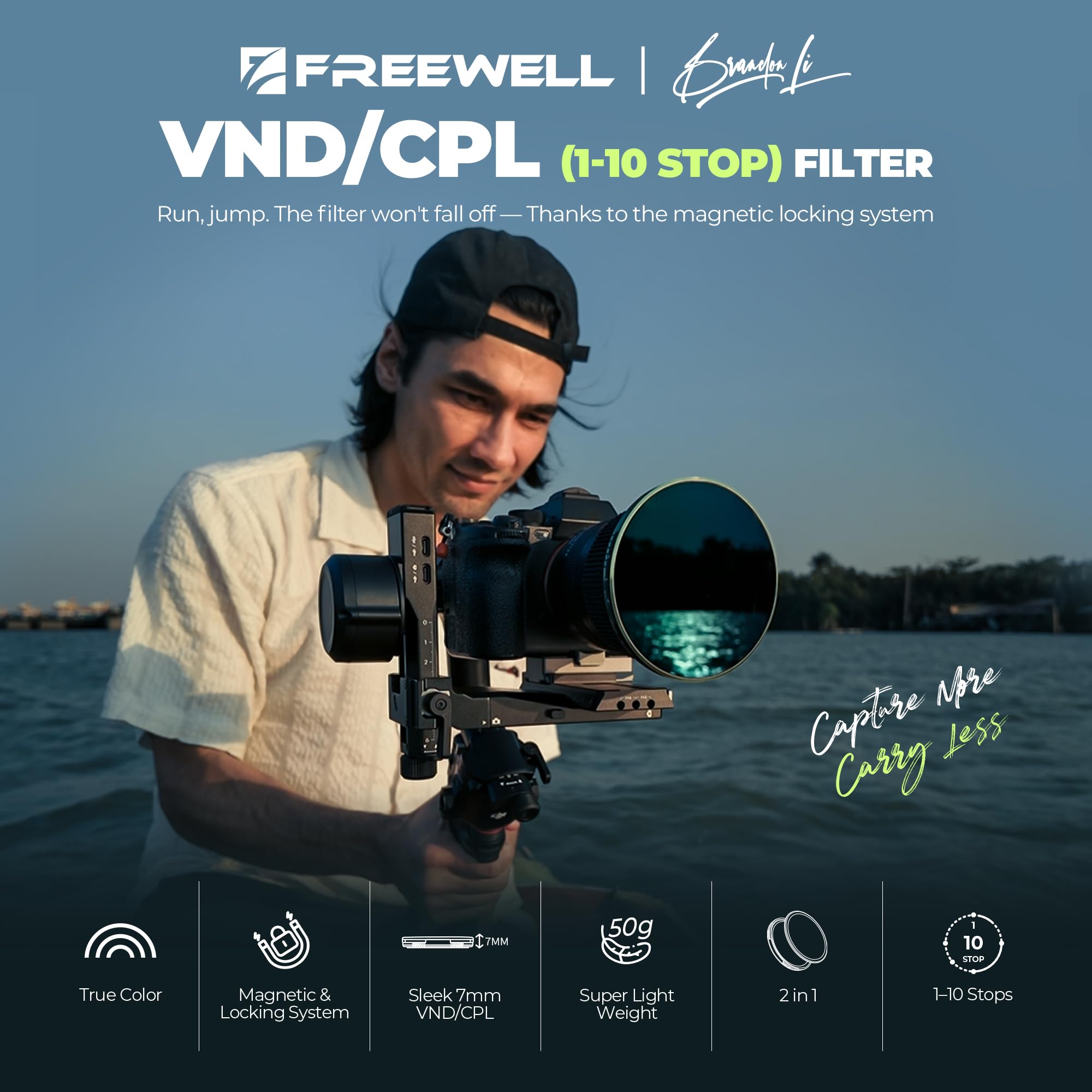 Freewell Brandon Li Kit de base ND/CPL variable 67 mm 1-10 butées avec ND32, capuchons avant et arrière, anneau de base 67 mm, filtre magnétique + filtre de verrouillage pour vidéo et photographie