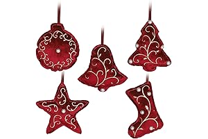 5-Piece Red Plush Christmas Ornament Set