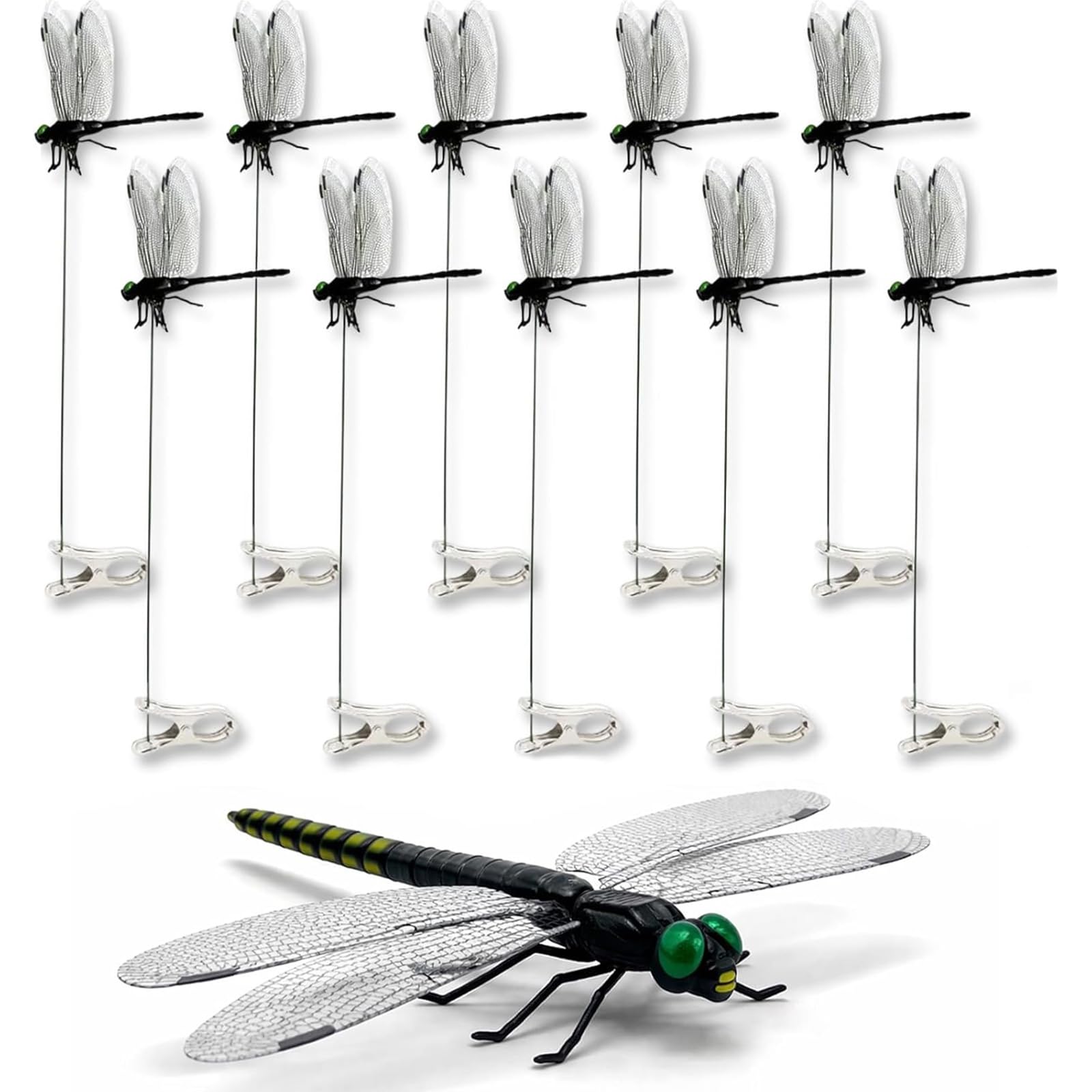 WRSFXV 2026 New 40 Pcs Dragon Fly Clips for Bugs Repellent, 3D Artificial Dragonfly Hat Clip, Dragonfly Garden Decor (10PCS) - 2