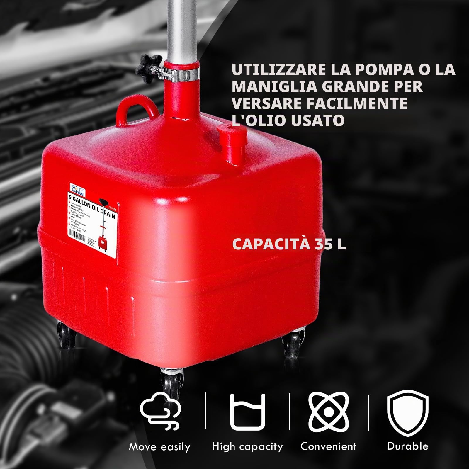 CCLIFE Aspiratore Olio esausto 35L Recuperatore per Il Cambio dell’Olio del Motore 69-175 cm