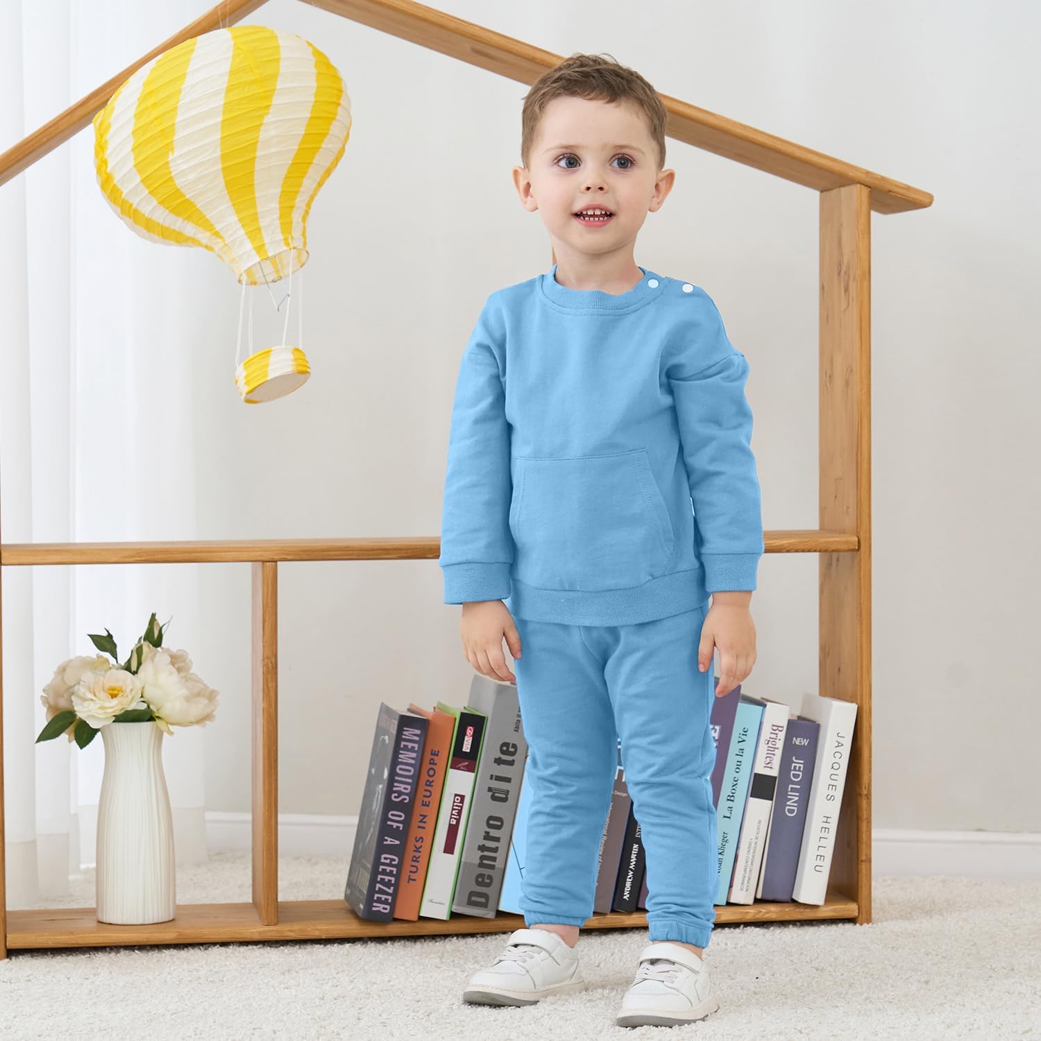 Fullfamous Baby and Toddler Boys 100% Cotton 2 Piece Long Sleeve Sweatshirt and Sweatpant Jogger Pants Set Newborn-4T - Image 2